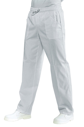 PANTALACCIO BIANCO ISACCO: pantalone bianco con elastico e coulisse regolabile in vita 2...